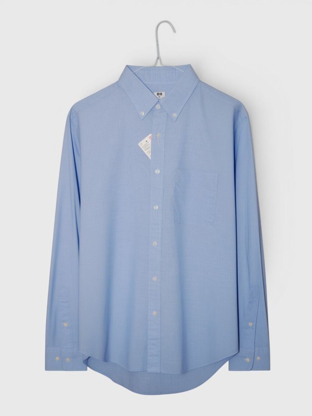 NEW Uniqlo Extra Fine Cotton Long Sleeve Shirt Button Down Collar Blue Small